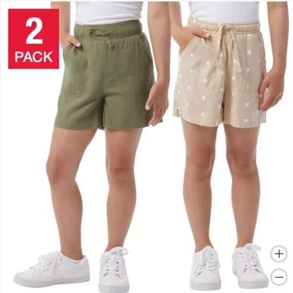 32 Degree Youth Girls Size Small 7/8 2-Pack Linen Blend Shorts NWT Machine Wash